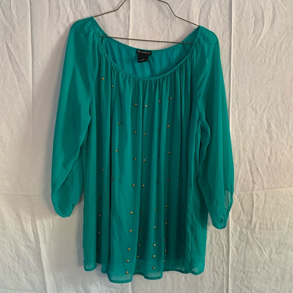 Teal Long Sleeve Blouse